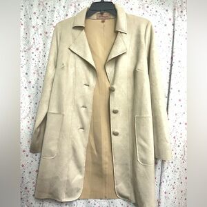 Philosophy Cream Faux Suede Jacket 3/4 Sleeve Option Raw Hem Size S